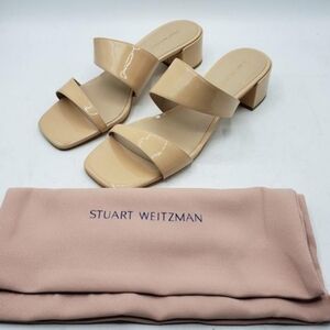 STUART WEITZMAN MIAMI  SLIDE SQUARE SANDAL PATENT LEATHER 8.5